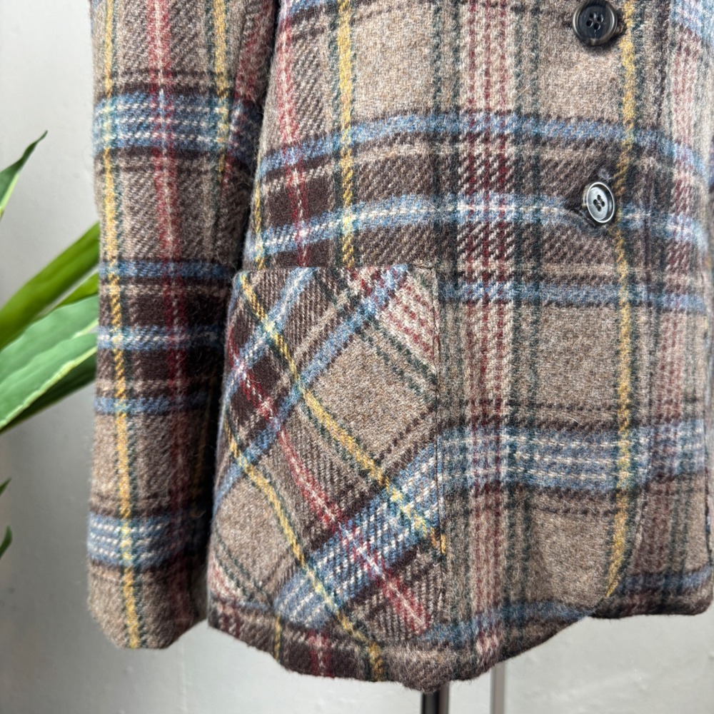 Dark Academia Preppy Heritage Vintage Wool Blend Plaid Blazer Women Size 16 - Picture 4 of 9